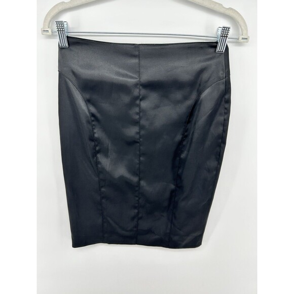 90s VINTAGE Vertigo Paris Satin Silky Pencil Skirt Size 2 - Picture 1 of 3